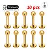 10Pcs ASTM F136 Titanium 18G/16G Internal Teeth Labret Stud CZ Cartilage Earring Helix Tragus Nose Stud Piercing