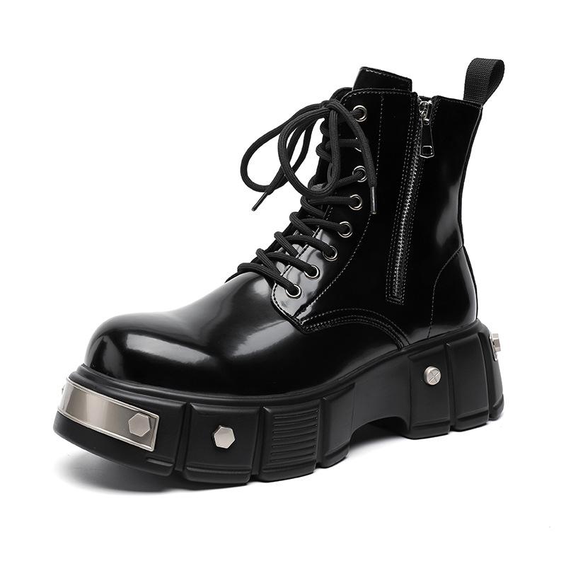 

New men s Martin boots British thick heel platform locomotive boots round head lace-up tooling lace-up short boots tide 3986-R 38 чёрный