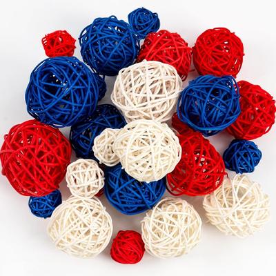 Unabhängigkeitstag Rot, Weiß und Blau Natürliche Rattan Ball Anhänger Szene Dekoration