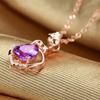Amethyst Purple and Rose Diamond Pendant Women's Necklace - Short Clavicle Chain