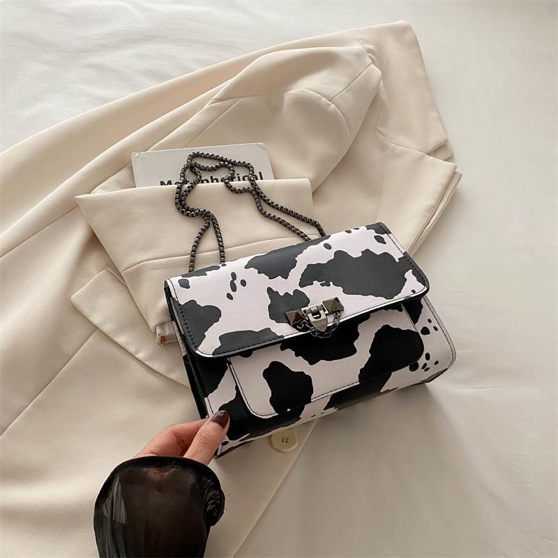 Trendy Summer Handbag Elegant Chain Strap Shoulder Bag In Chic Leopard And Cow Print Design
