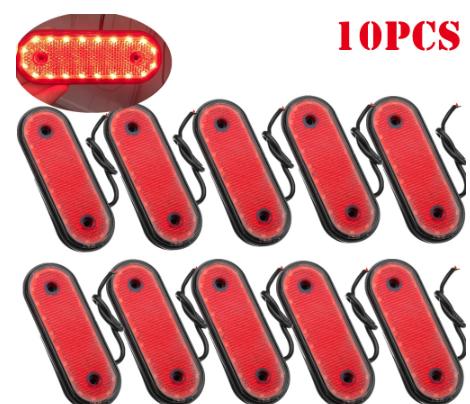 

10 ШТ 20 Светодиодов Овальные Габаритные Огни Стороны Позиции Грузовик Прицеп Грузовик Свет Автомобиль Караван Указатель Задний Фонарь 12В 24В красный