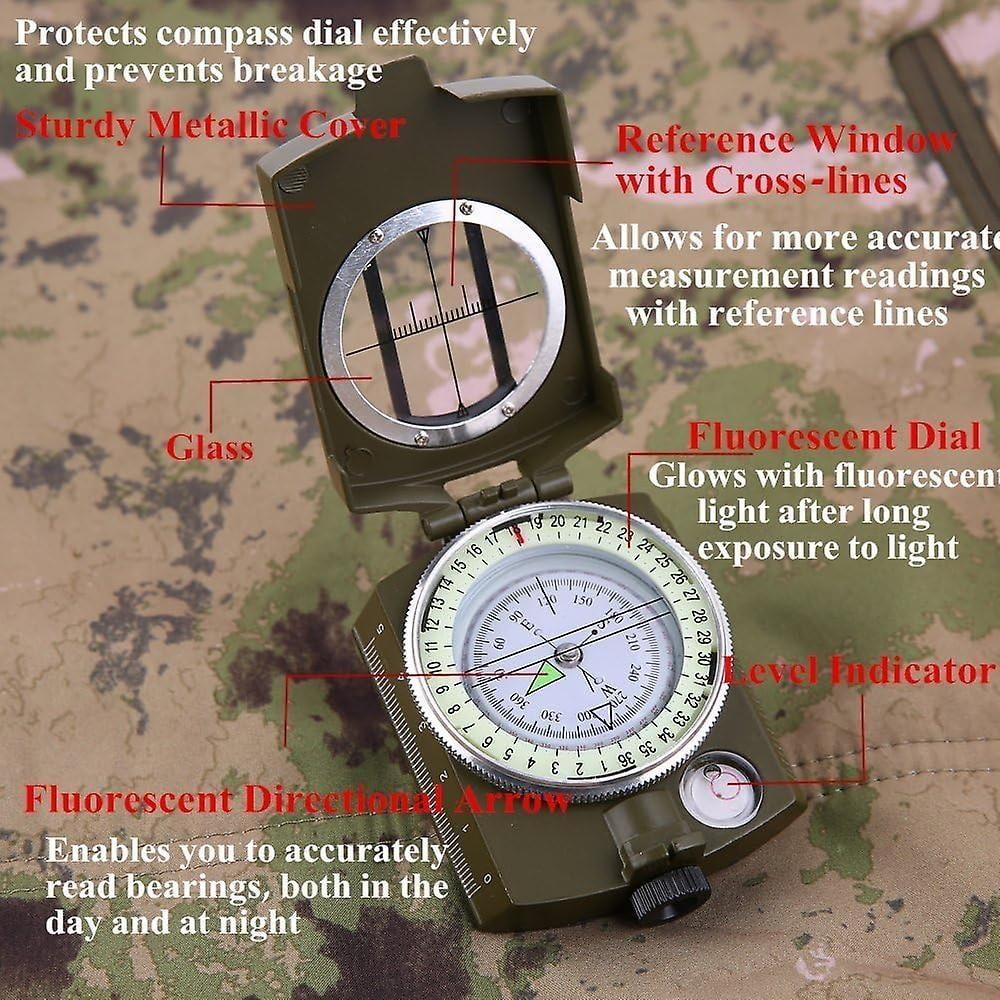 Military Compass, Hiking Compass with Carrying Bag, Professional Multifunction Waterproof and Waterproof Navigation Compass for Camping Hiking Geology