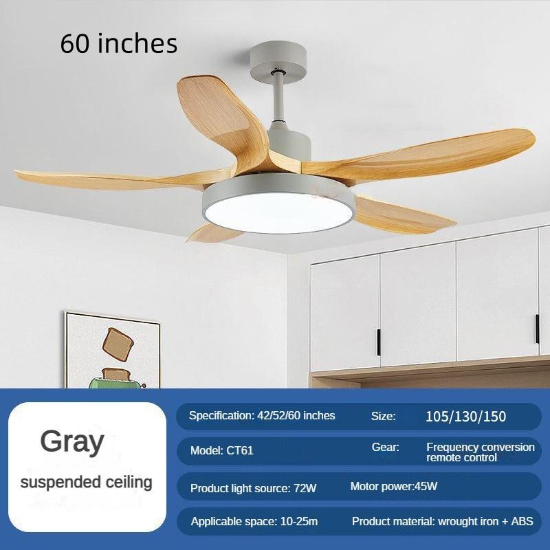 42/52/60-inch Full Spectrum Restaurant Fan Light Variable Frequency Household LED Electric Ceiling Fan Light Nordic Big Five Leaf Ceiling Fan Lamp