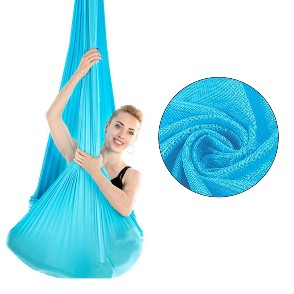 2.8x1m 9.2x3.3ft Durable Elastic Aerial Yoga Hammock Swing Fitness Training Accessory Sky Blue