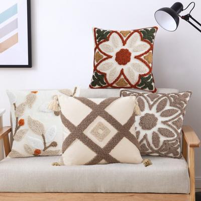 Throw Pillowcase Contrast Color Bohemina Style 3D Flower Decor Home Office Party Decor