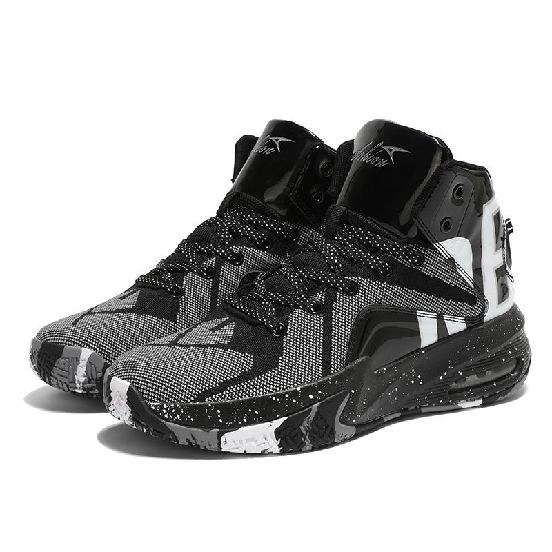 

Мужские баскетбольные кроссовки с высокой амортизацией, противоскользящие тренировочные кроссовки для активного отдыха, новые дышащие спортивные туфли с толстой подошвой для мужчин 35 черный белый