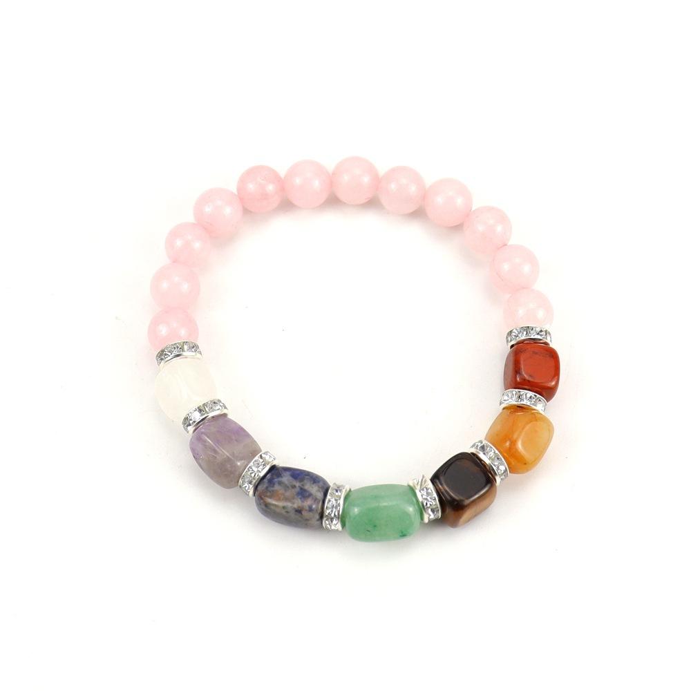 

Colorful Agate Micro-Diamond-Set Synthetic White Pine Tiger S Eye Stone Powder Chalcedony Volcanic Stone Beaded Bracelet B100