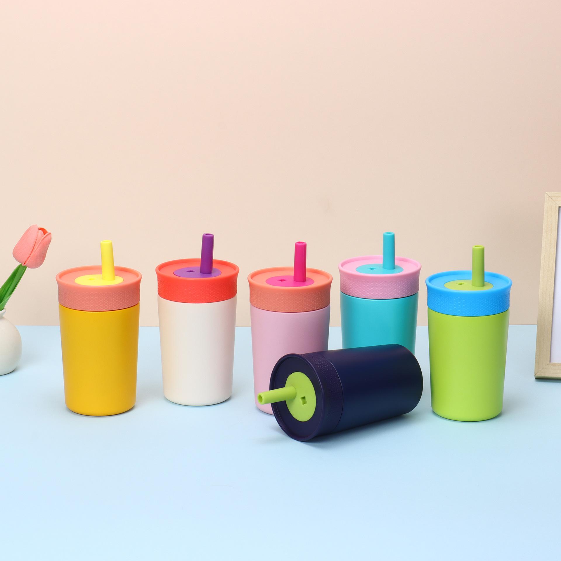 Baifenbai Home Furnishing Green Thermos Cup Portable Mini 12Oz Coffee Cup Household 304 Stainless Steel Straw Cup