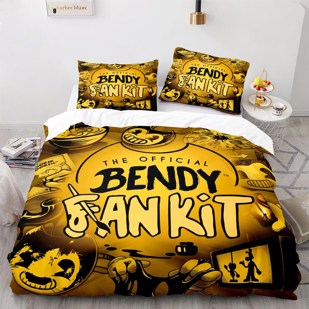 New Anime Bendy & Ink Machin Bedding Set Single Twin Full Queen King Size Bed Set Adult Kid Bedroom Duvetcover Set Home Textile