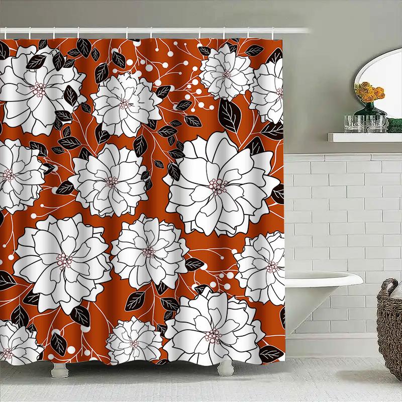 Floral Shower Curtain Home Decor Waterproof Bathroom Decoration 3D Printed White Black Red Design Window Curtains for Kids Bathr