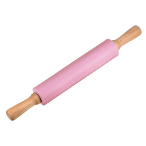 Uxcell Silicone Rolling Pin for Baking, 43cm, Wooden Handle, Non-Stick Rolling Pin, Small Roller, Play-Doh Rolling Pin for Dough, Pizza, Fondant, and