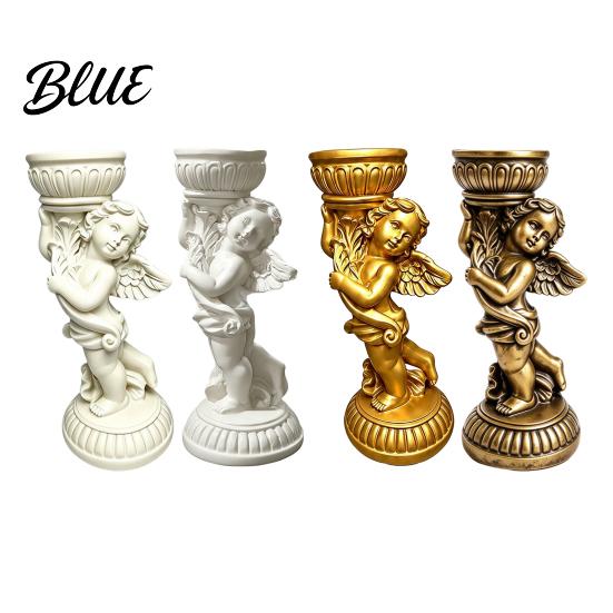 Modern Minimalist Home Accents Retro Angel Candle Holder Cupid Roman Column Stand Vintage Statue Decor Figurine Decorative Candlestick for Wedding,