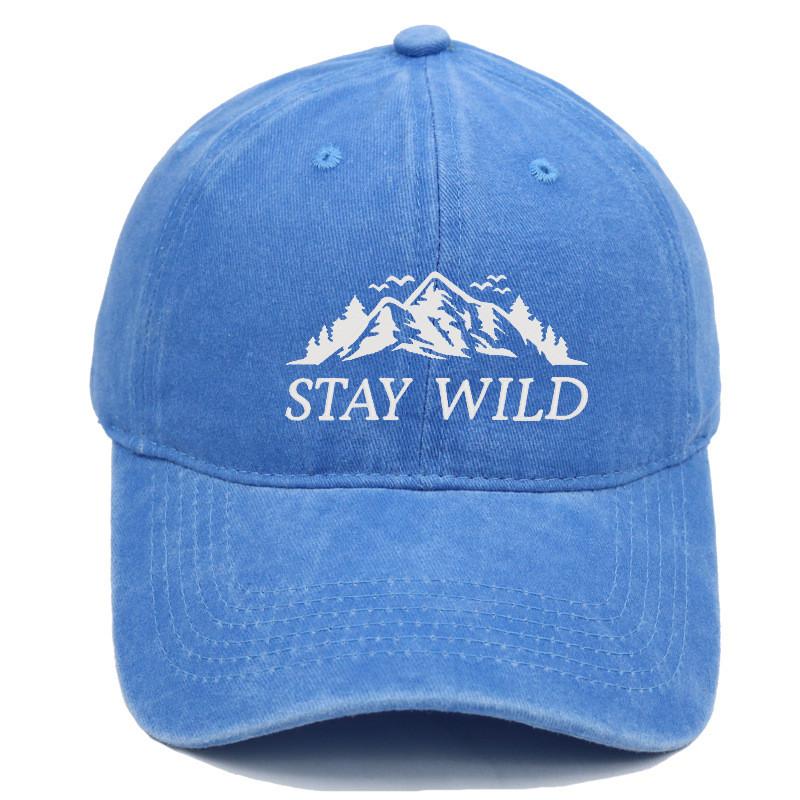 Stay Wild Mountain Embroidered Baseball Cap With Soft Top For Outdoor Sunshade