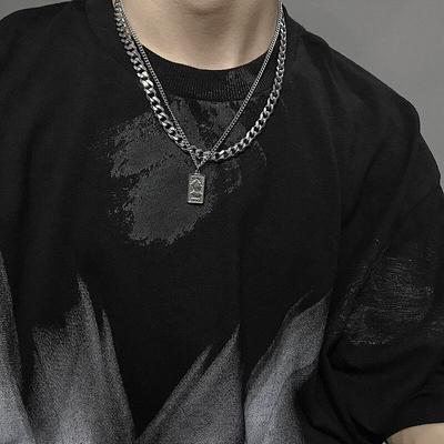 Niche Style Titanium Steel Cuban Link Chain Men Fashion Brands Hip Hop Pendant