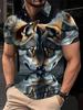 Men's 3D Wolf Print Polo Shirt Black Green Short Sleeve Lapel Neck Casual Polo Shirts Streetwear Breathable Sport Tees For Men
