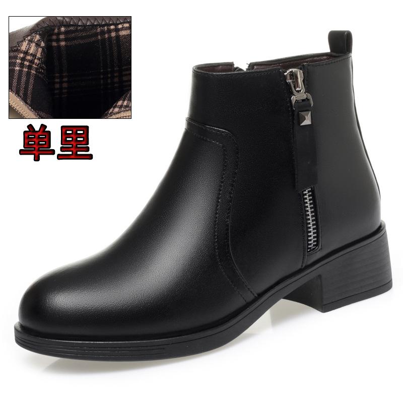 Winter New Women's Cotton Shoes Casual Flat Heel with Velvet Short Boots Women's Shoes Wool Cotton Leather Shoes