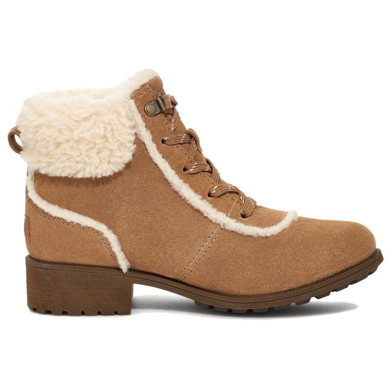 UGG Bodie Suede Fur Lace-Up Commuter Versatile Ankle Boots Women ankle boots Brown 1153472-CHE