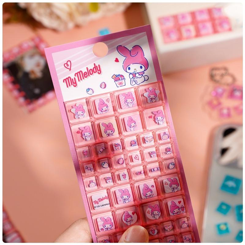 Sanrio Hello Kitty Cartoon 3D Square Stickers Anime Phone Laptop Luggage Decoration Creative DIY Rhinestone Decal Kids Toys Gift