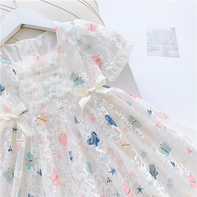 Princeznovské krajkové šaty s motýlky - Léto 2022 Korejský styl Dívčí móda W001