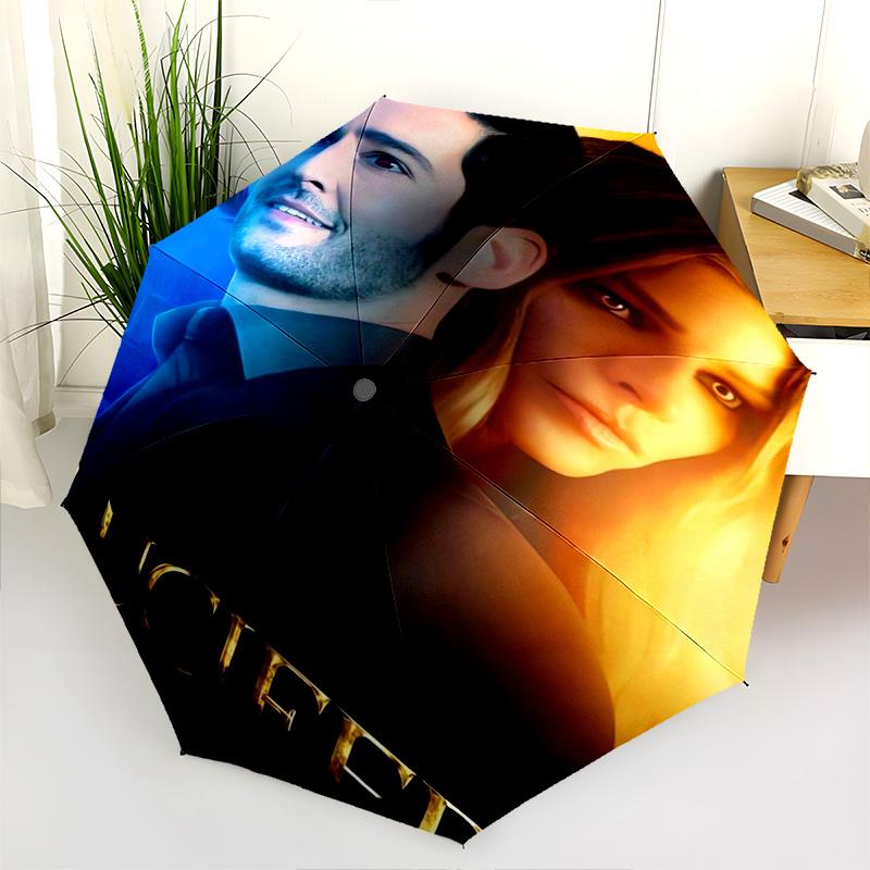Supernatural Shadows Light Folding Umbrella Suitable for All Seasons 8 Paraphenoid Bones Printing Light Three Folds