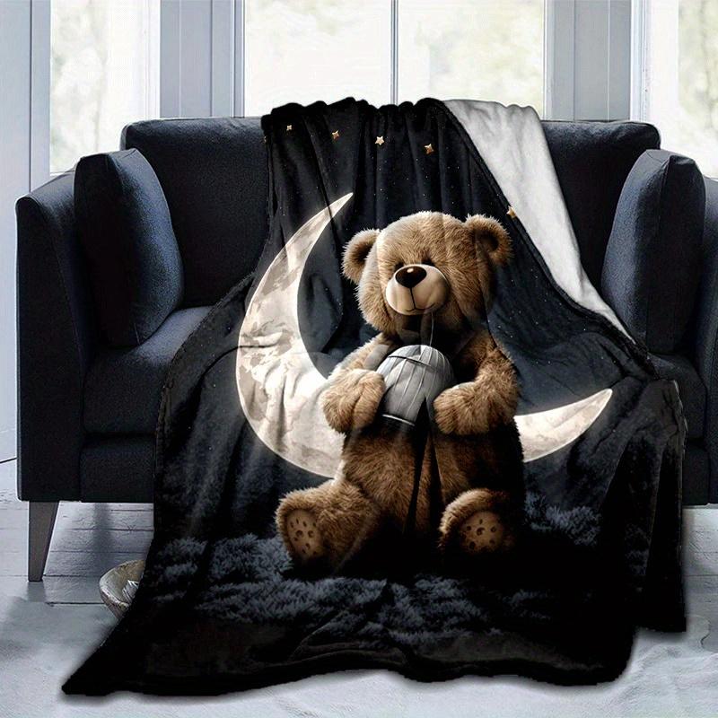 

1pc Cute Bear Printing Lightweight Flannel Blanket, Comfortable and Warm Blanket, for Camping Sofa Bed and Couch Office, Gift 100x150cm