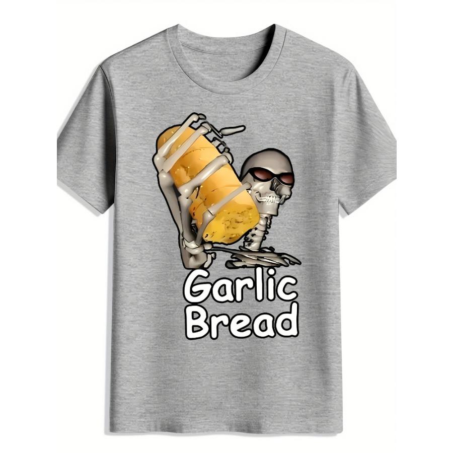 Funny GARlic BREAD Skeleton design 100 cotton summer casual Oneck shortsleeved mens printed Tshirt S