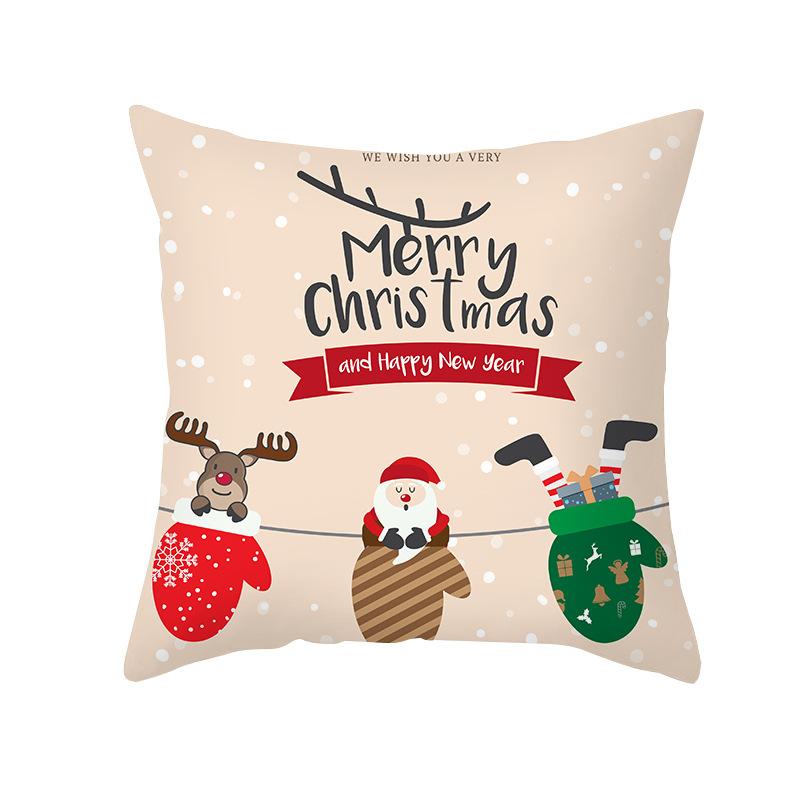 Christmas Pillow Case Wish Cartoon Print Peach Skin Christmas Pillow Home Sofa Cushion