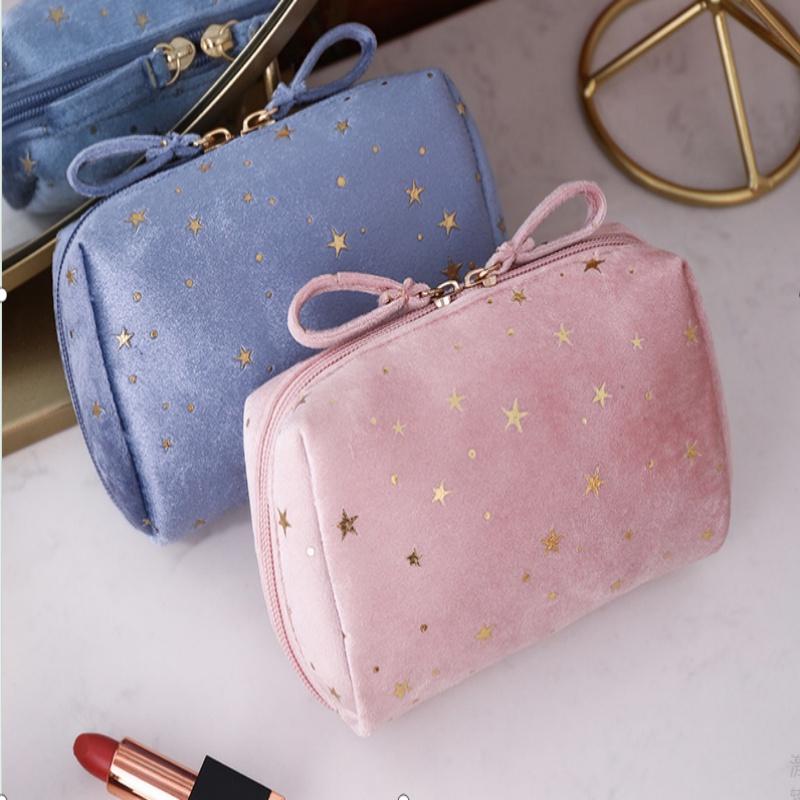 Luxurious Flannel Starry Clutch Makeup Bag For Travel And Cosmetic Storage