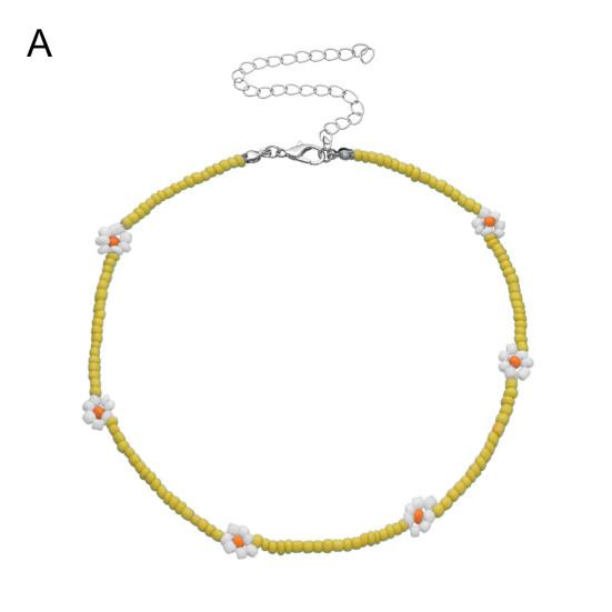 Γυναικείο Κολιέ Πολύχρωμο με Χάντρες Λουλούδι Κοσμήματα Ηλεκτρολυτική Επίστρωση Χάντρες Αλυσίδα Κλείδας Δώρο Γενεθλίων