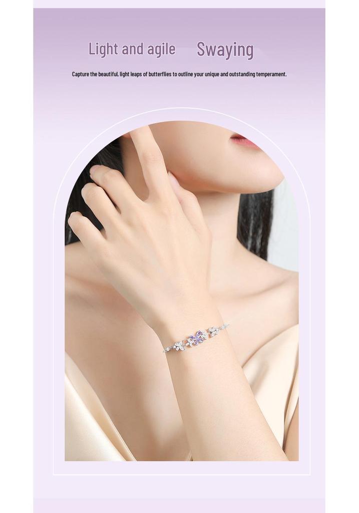 Tichya Wisteria Butterfly Bracelet: S925 Sterling Silver, Forest Style, Light Luxury, with Cubic Zirconia - Exquisite for Women.