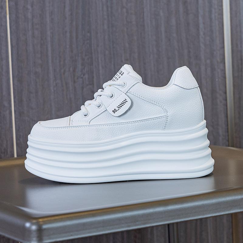 2025 Spring Autumn Popular Korean Version of Little White Shoes Women's Casual Versatile Breathable Thick Sole Inner Height Increase Color Matchin