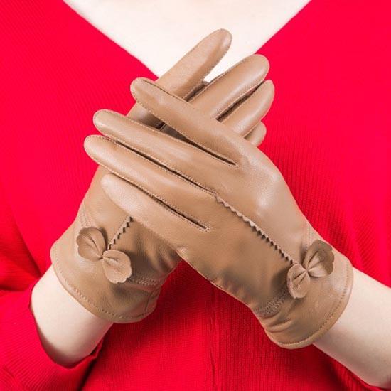 Gants en cuir pour femmes, couleur unie, gants de Protection chauds, accessoires d'extérieur, automne et hiver