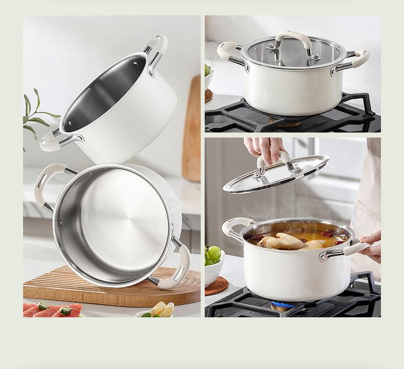 316 Stainless Steel Steamer Pot with Double Handles for Gas & Induction Cookers