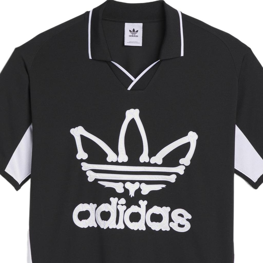 adidas Originals X Jeremy Scott Skull Logo Printed Short Sleeve Football Jersey Unisex Jersey Black IA0099