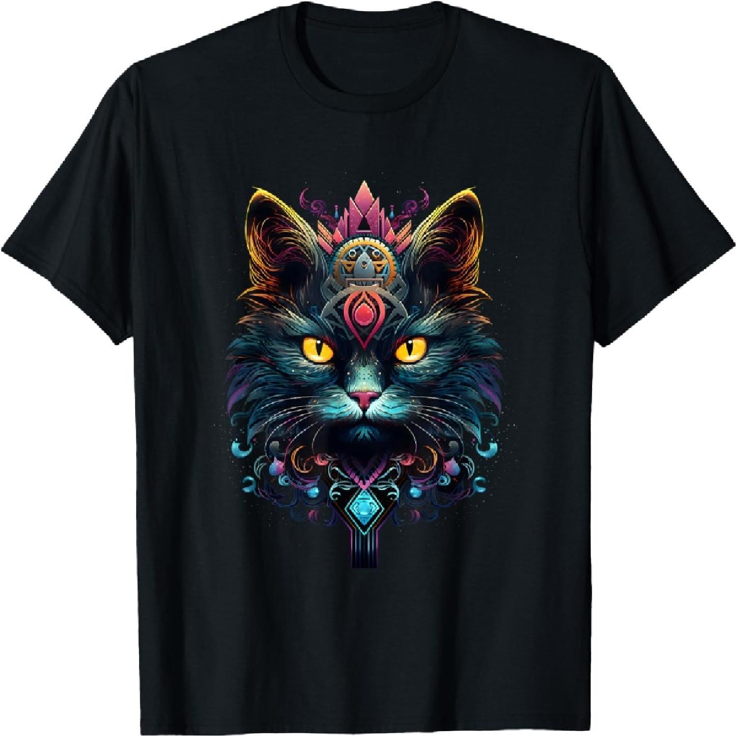 

Hypnotic Cat with Steampunk elements chromatic colorful T-Shirt XXXXXL різнокольоровий