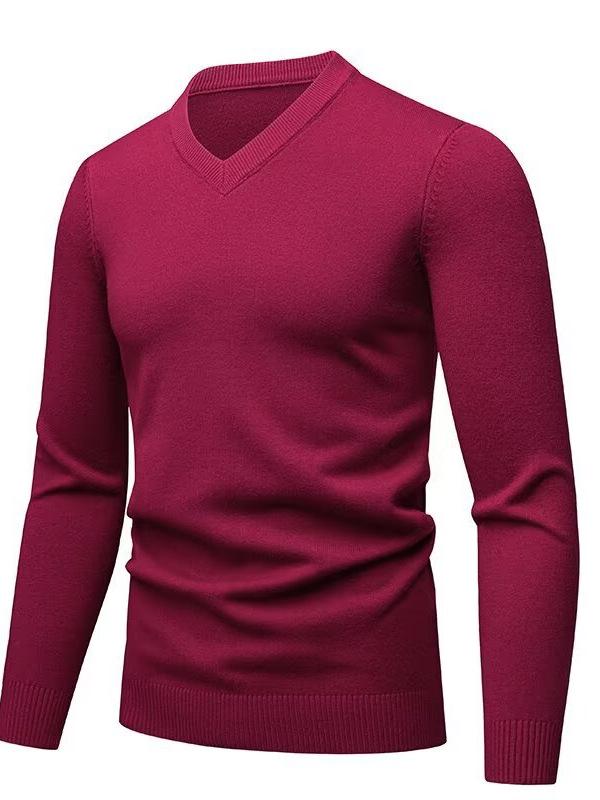 Autumn/Winter 2025 Men's High-Quality Wool V-Neck Sweater - Casual, Solid Color, Comfortable Base Layer Top.