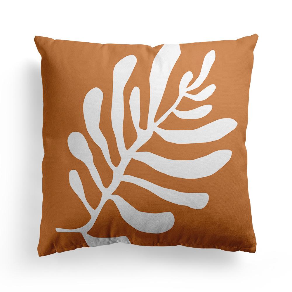 New Nordic Orange Geometric Pillowcase Floral Print Peach Leather Fleece Home Pillow Cushion Cover