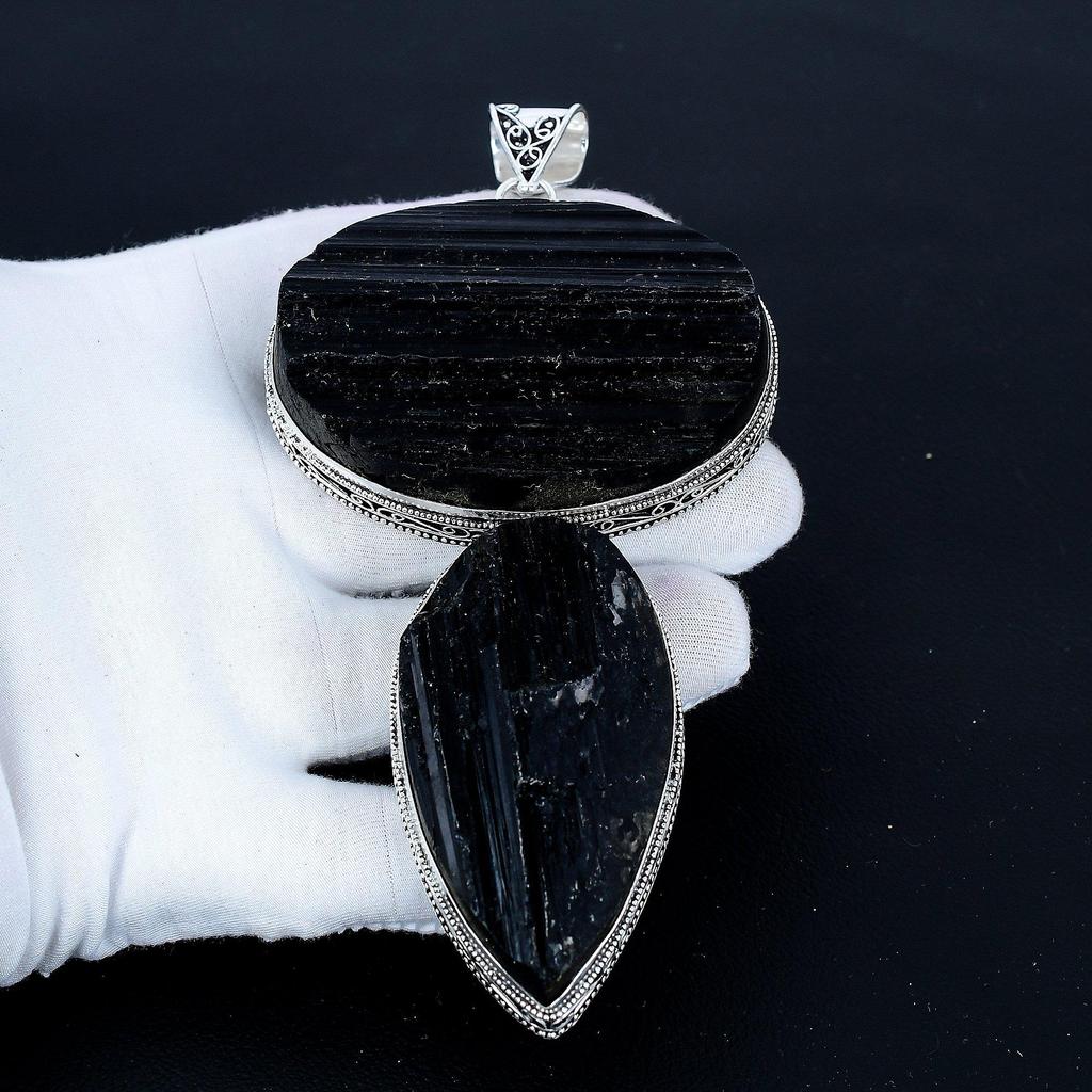 Black Tourmaline Pendant, 925 Sterling Silver Handmade Jewelry, Tourmaline Silver Pendant, Party Wear Jewelry For Women's, Pendant Valentine Day Gift