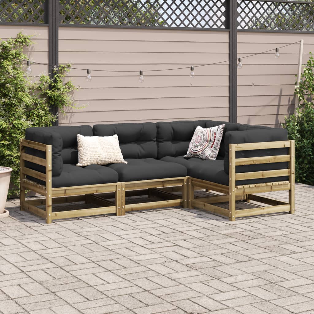 4 Piece Garden Sofa Set Pressure Treated Pine Wood