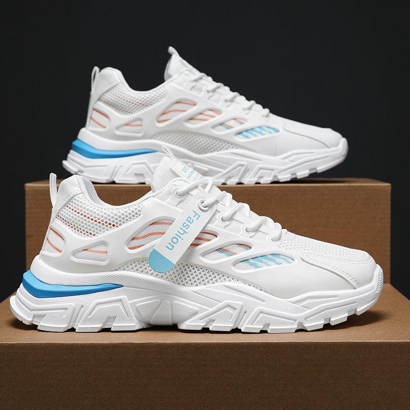 Men's Shoes Summer Breathable New Mesh Sports Running Shoes Air Cushion Shock Absorption Soft Sole Running Casual Dad Shoes