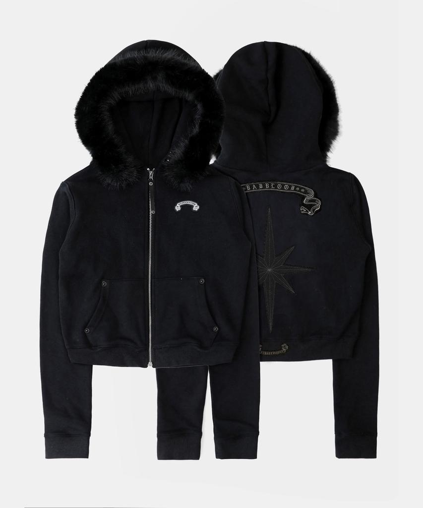 Badblood Cosmo11 Detachable Fur Hoodie Zip-Up - Black