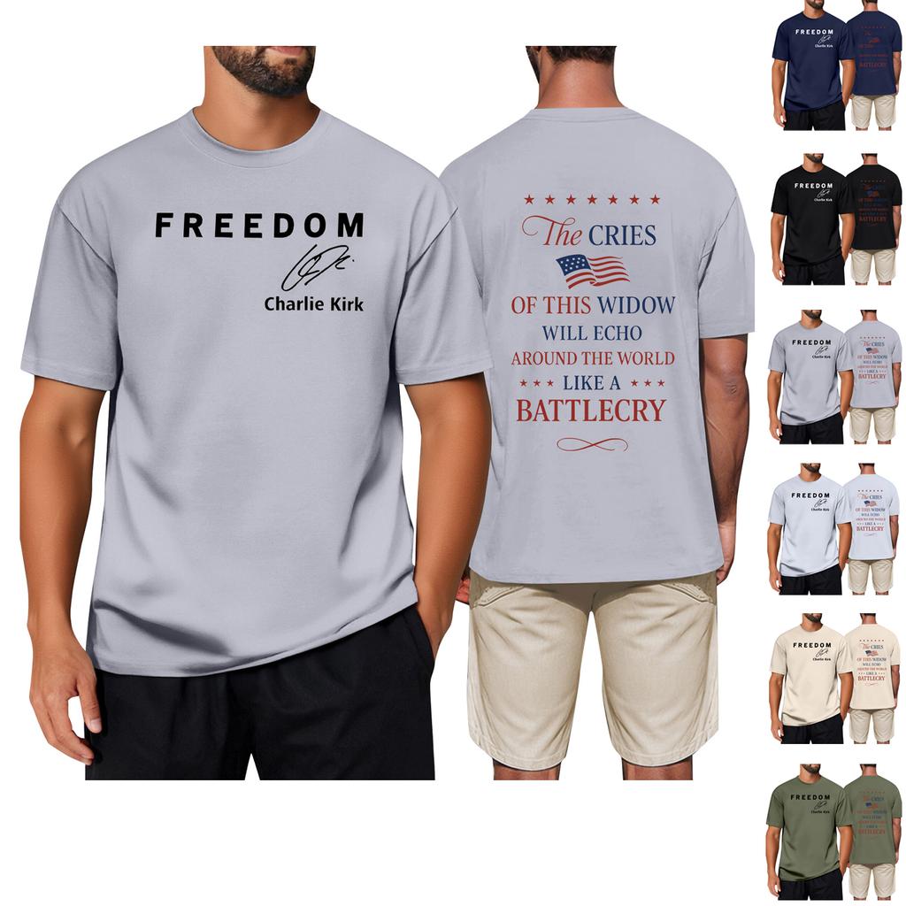 Men's Commemorative Print T-Shirt Free Neck T-Shirt