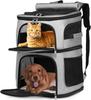 Double Cat Carrier Backpack for 2 Cats, 7 Vent Windows, Sturdy Frame, Collapsible Travel Pet Backpack