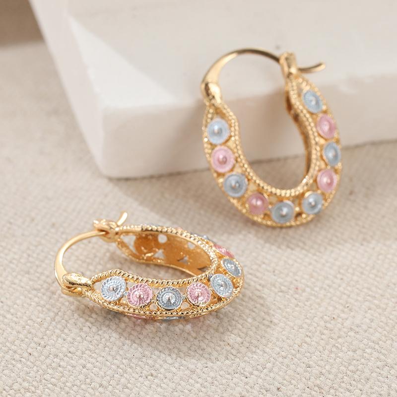 U-shaped  circle colorful circular design women's earrings, light luxury high-end earrings