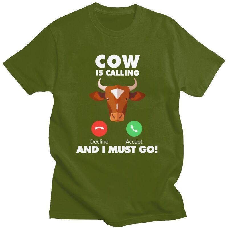 My Cow Is Calling T Shirt Men Women Animals Lover Tshirts Streetwear Casual Graphic Tee Tops Loose Oversized Clothes