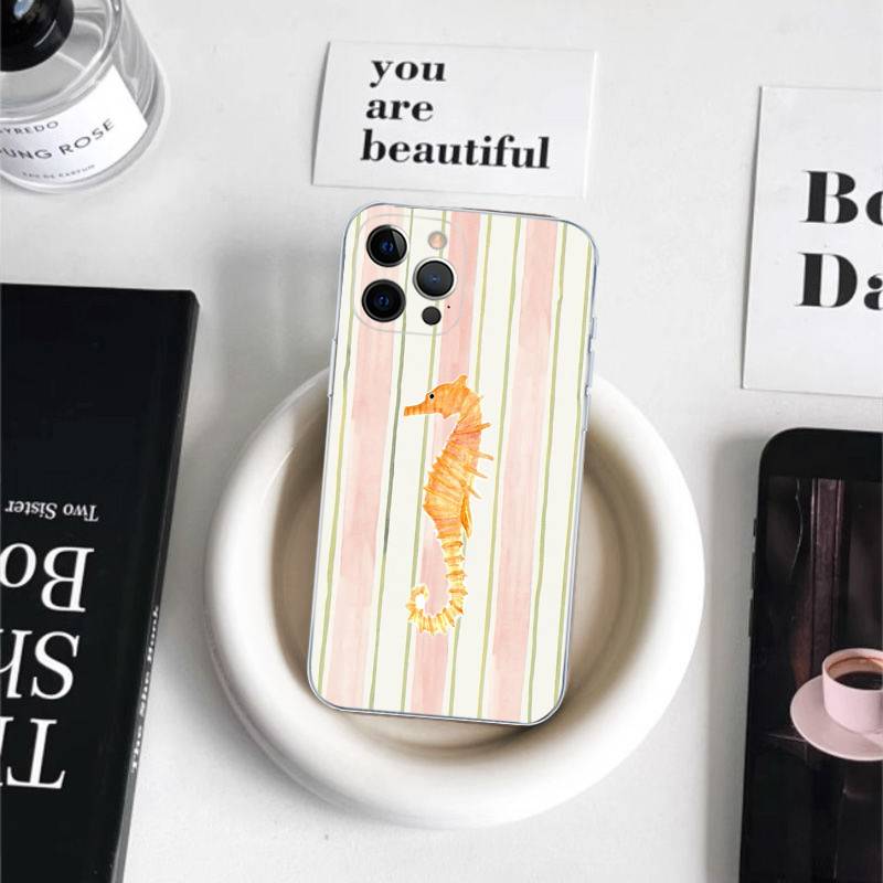 Cute Marine Seafood Phone Case For iPhone 17 16 15 11 12 14 13 Pro Max Mini X XS XR 7 Plus 16E Shockproof Silicone Cover Fundas