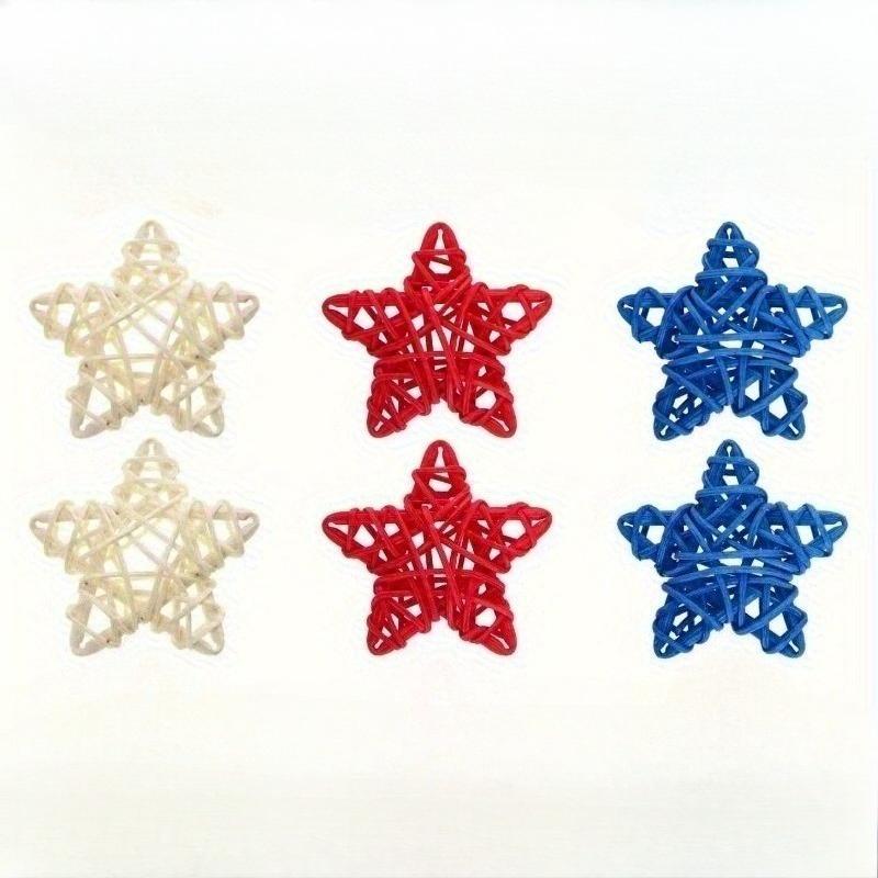 Woven Rattan Star Shaped Hanging Ornaments - Independence Day and Christmas Decoration, Shopping Mall and Home Window Decoration