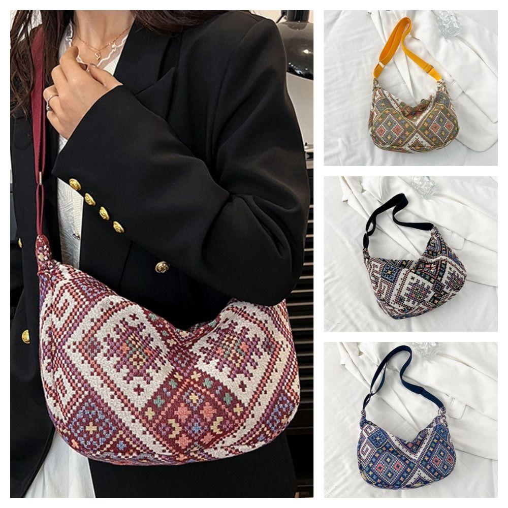 

Вінтажна ретро сумка через плече великої місткості Богемна сумка-месенджер для вулиці чорний