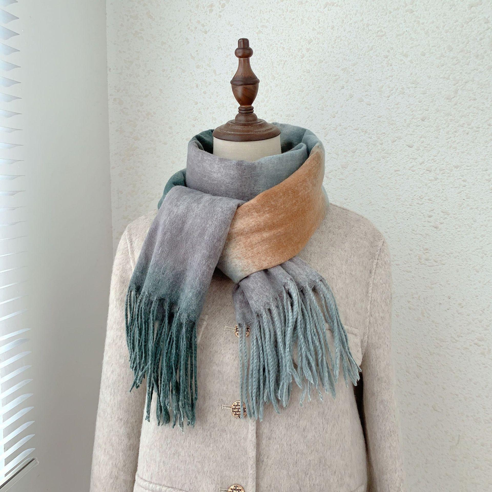 

2024 Осень/Зима Новый Градиентный Имитация Кашемира Кисточки Печатный Шарф Модный Универсальный Офисный Теплый Шаль Шарф Для Мужчин И Женщин 185*65cm